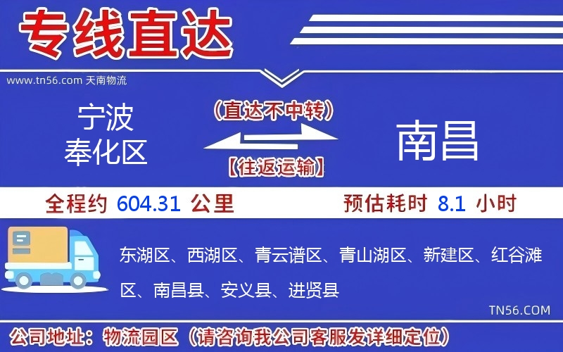 寧波奉化區(qū)到南昌物流公司