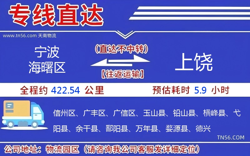 寧波海曙區(qū)到上饒物流公司 寧波海曙區(qū)到上饒物流公司