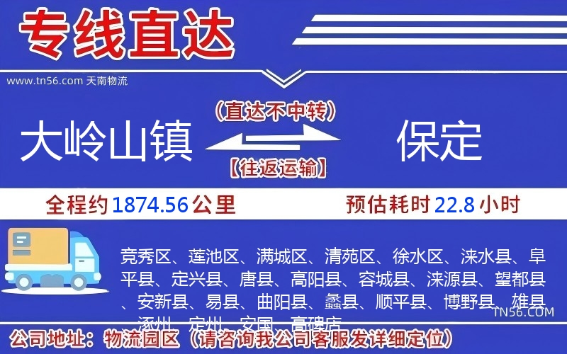 大嶺山鎮(zhèn)到保定物流公司