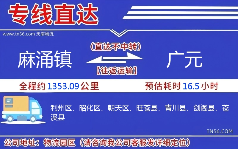 麻涌鎮(zhèn)到廣元物流公司